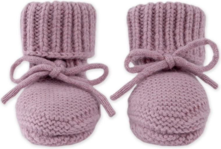Lodger merino strikkede babysko mauve 0–6 måneder