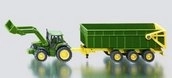 SIKU Farmer John Deere-traktor med frontlæsser og anhænger 1:87