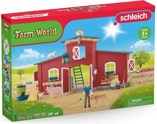 Stort Farm World-staldsæt med dyr og tilbehør