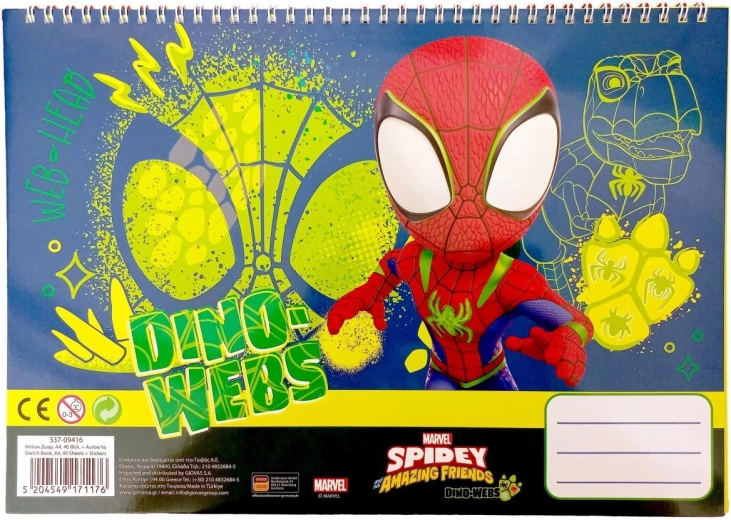 Spiralblok med klistermærker Spidey A4 - 1 stk.