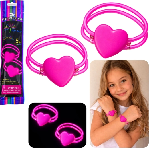Dobbeltlysende armbånd hjerte neon glow stick – sæt