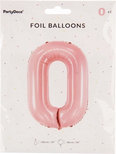 Folieballon tal 0, pink, 86 cm