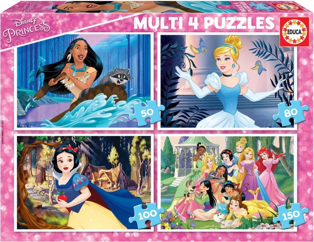 Educa puslespil Disney prinsesser 4-i-1