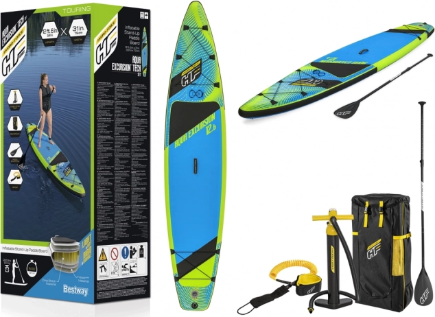 Oppusteligt paddleboard Hydro‑Force Aqua Excursion 12.6 (381 × 79 × 15 cm) fra Bestway