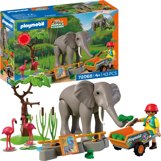 Playmobil Animals & Friends elefant med dyrepasser og tilbehør, 43 dele