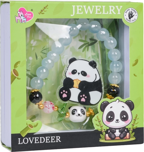 Børnesmykkesæt Panda med blå armbånd