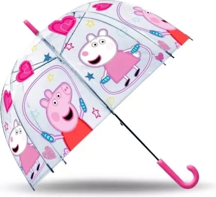 Gennemsigtig automatisk paraply med Peppa Pig-motiv til børn