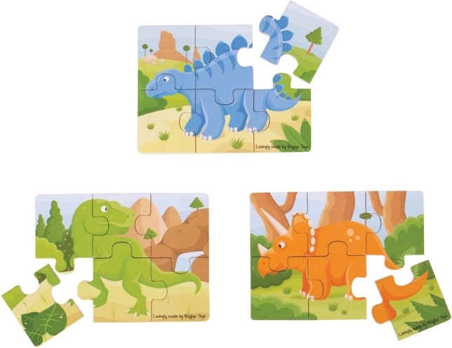 Træpuslespil 3-i-1 dinosaurer BIGJIGS TOYS