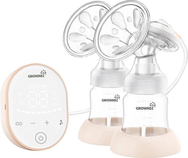 Dobbelt elektrisk brystpumpe til modermælk Grownsy – lyserød