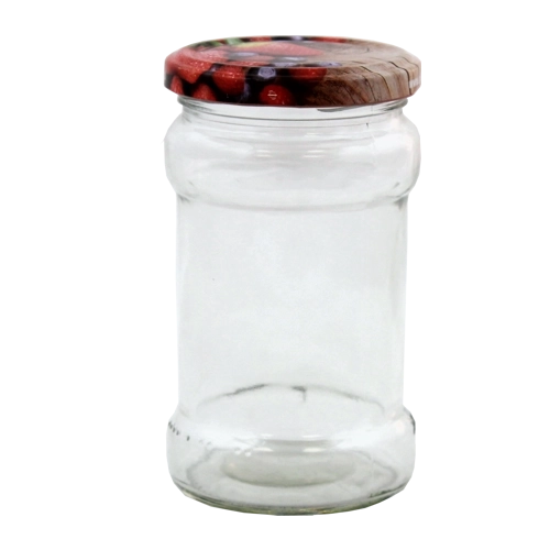 Sæt med glas til konservering 314 ml med sorte skruelåg 66 mm, kvadratisk form, 12 stk.