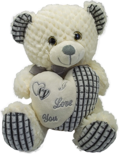 Plysset bamse med hjerte 30 cm