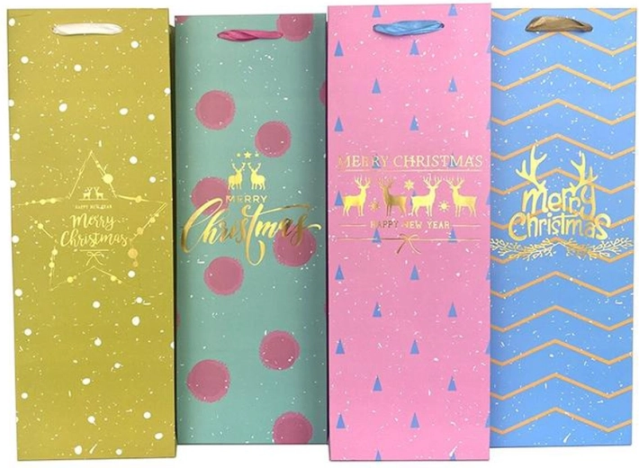 Julegavepose til vin 36 × 12,5 × 8,5 cm (mix af motiver)