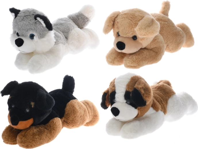 Plys-hund liggende 32 cm, flere farver