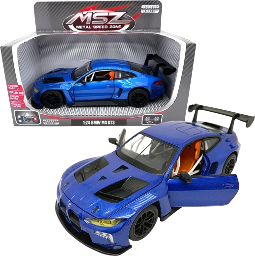 Metalmodel 1:24 BMW M4 GT3 blå med lys og lyde