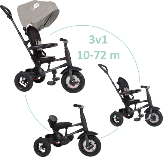 QPlay trehjulet cykel Rito Air Gel Grey til børn 10–72 måneder