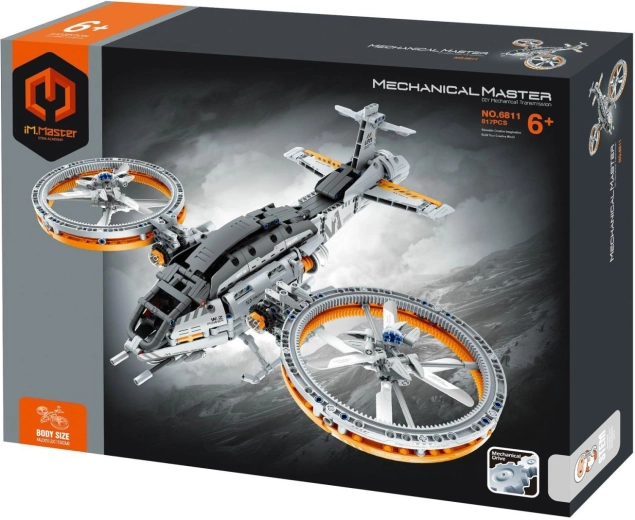 Byggesæt iM.MASTER futuristisk helikopter med mekanisk drivmekanisme, 850 dele