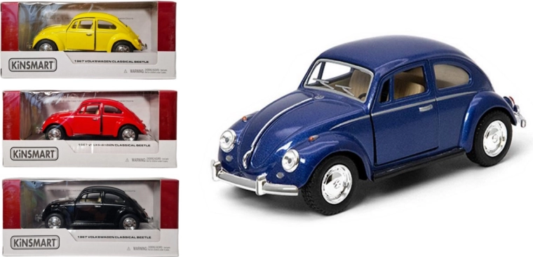 Metalmodel af bilen VOLKSWAGEN Beetle med træk-op drift