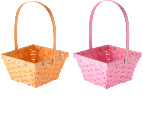 Påskekurv med bevægeligt håndtag, 18,5 × 18,5 × 10 cm, mix af 2 pastelfarver