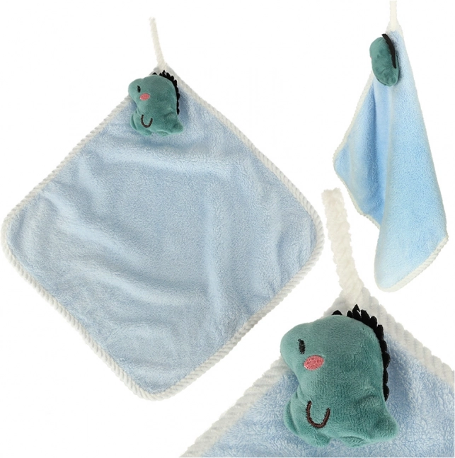 Børnehåndklæde til børnehaven 30 × 30 cm – blå dinosaur