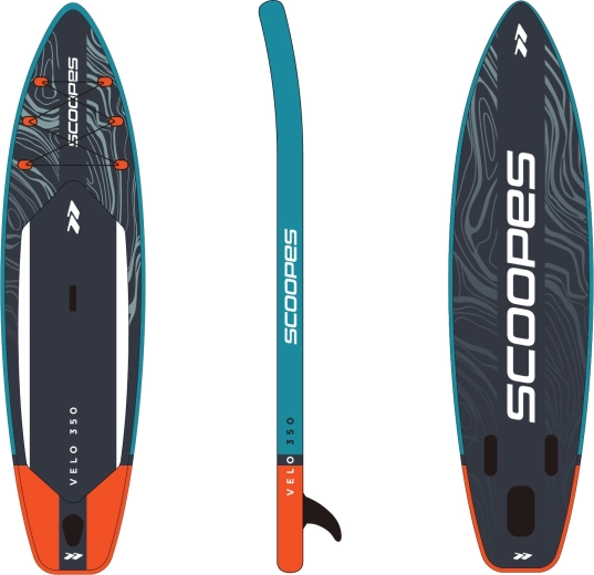 Oppustelig SUP paddleboard LAGO 350 cm med tilbehørssæt, grå