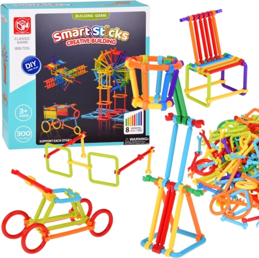 Konstruktionsbyggesæt Smart Sticks – stænger og forbindere, 300 dele