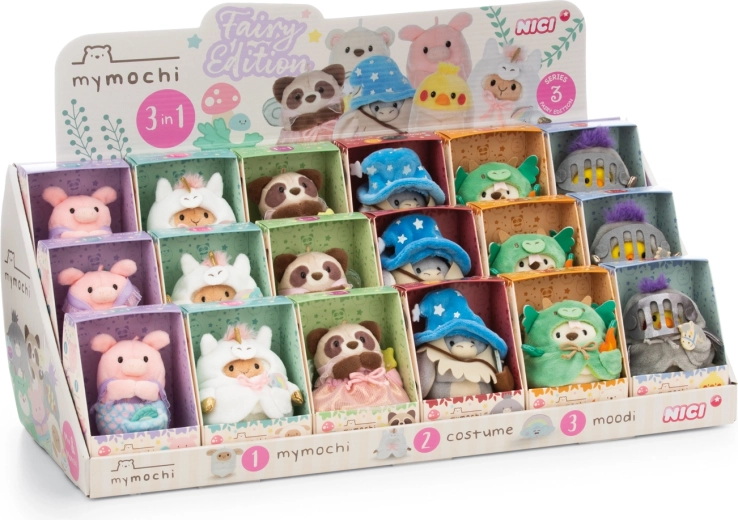 NICI Mymochi Fairy – borddisplay 8 cm, 18 stk., 3-i-1 assorteret