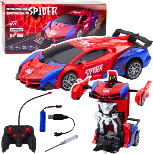 Fjernstyret bil Robot Spider 2-i-1 med lys og lyde