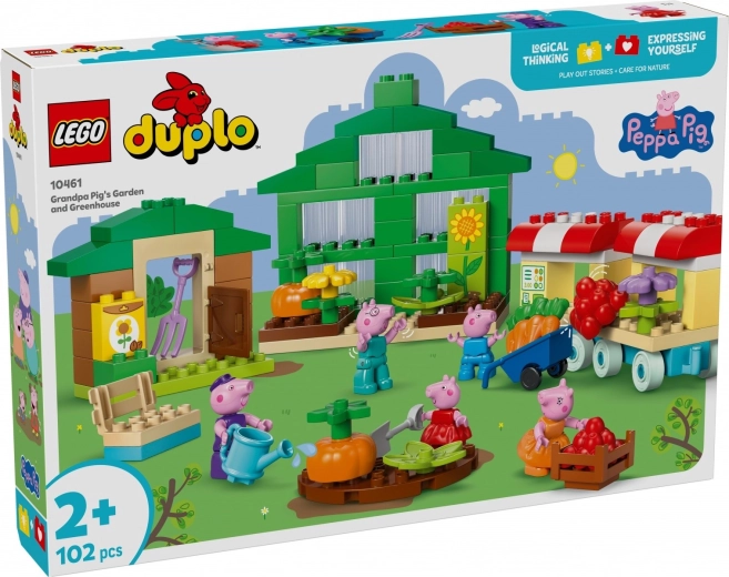 LEGO DUPLO Peppa Pig Bedstefar Gris’ have og drivhus