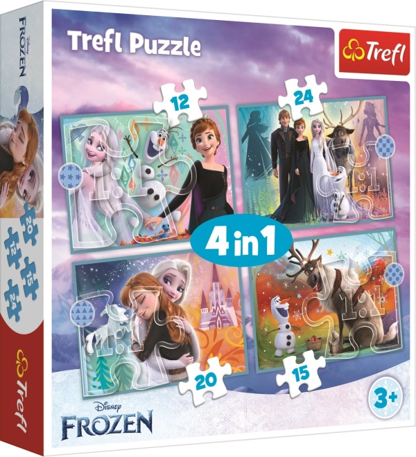 Frozen Puslespil 4v1 (12, 15, 20, 24 brikker) - Vidunderlig verden