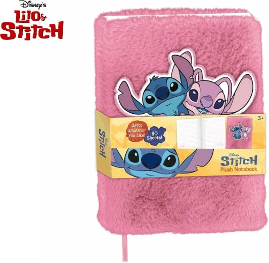 Plysnotesbog Lilo & Stitch – lyserød, 80 sider