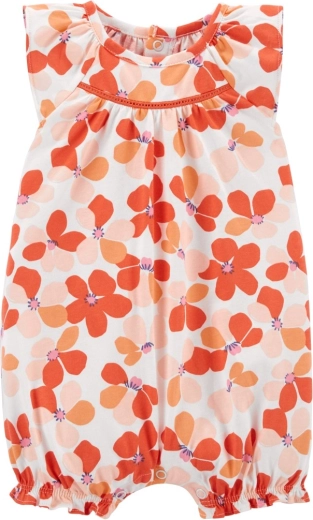 Sommerheldragt til piger med orange blomstermønster CARTER'S