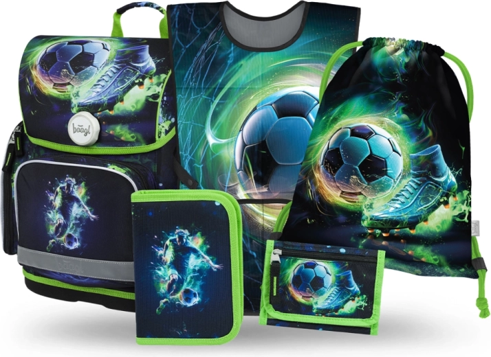 Baagl skolesæt Ergo Fodboldspiller – skoletaske, penalhus, pose, forklæde og pung