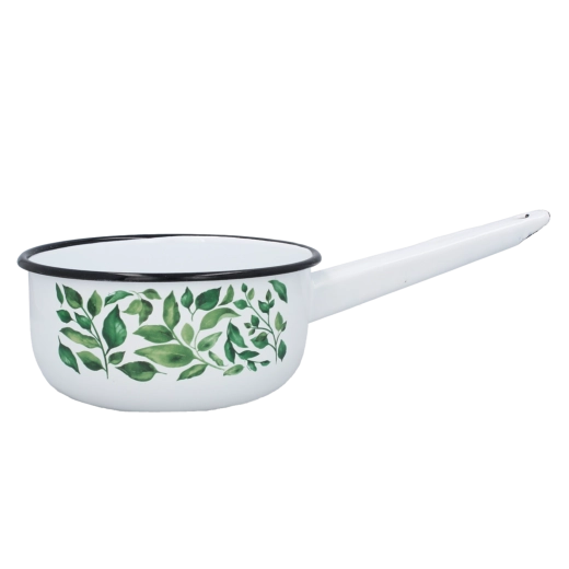 Emaljeret kasserolle med håndtag 1,5 l, 16 cm, hvid Ficus