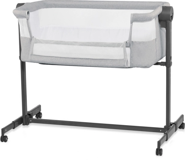 Kinderkraft bedsidekrybbe og tremmeseng Nestee Up 2 light grey