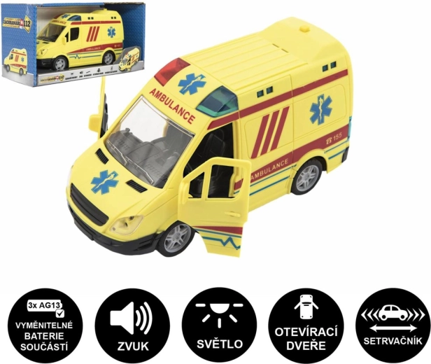 Plastambulance med lys og lyd 20 cm