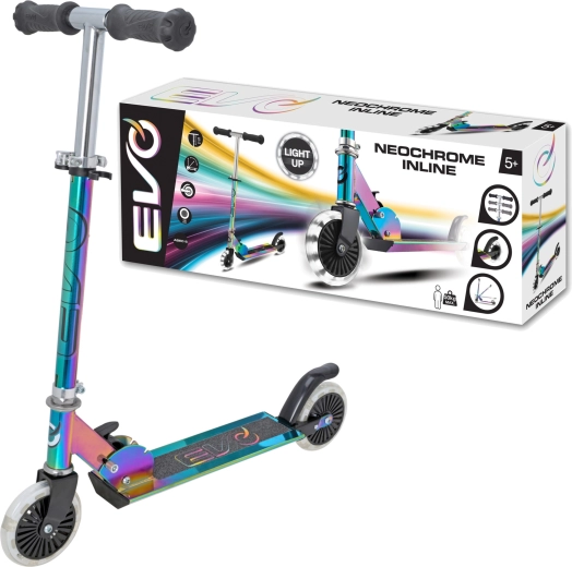 EVO børnescooter, foldbar Neochrome med LED-hjul