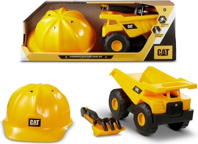 CAT tipvogn og bulldozer med byggehjelm til børn