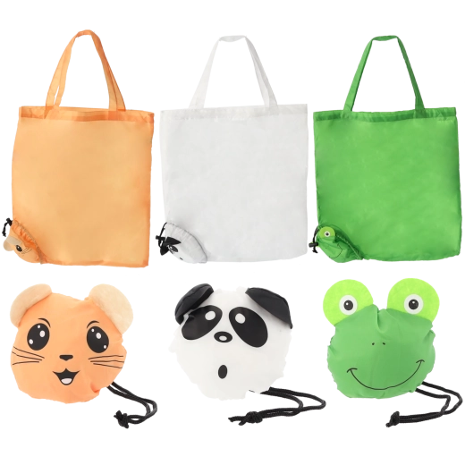 Sammenfoldelig indkøbspose med dyremotiver 42 × 45 cm