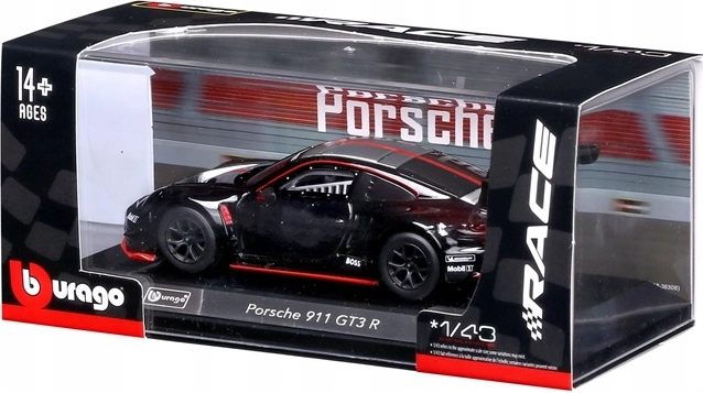 Bburago racermodel Porsche 911 GT3 R Black Launch 1:43 - 1 stk.