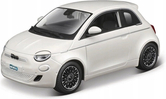 Model Fiat 500E 2023 hvid i målestoksforhold 1:24