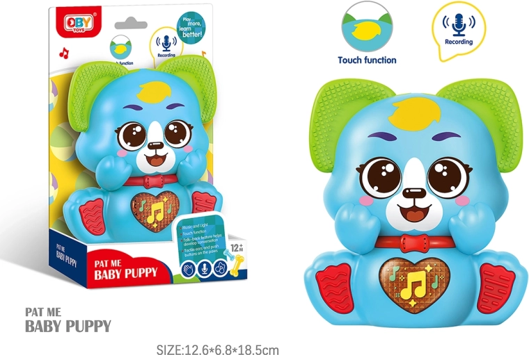 Talende plysbamsehund med effekter 12 cm