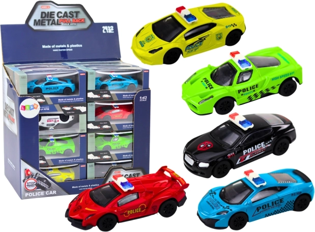Politi-legetøjsbil 1:43 metal konstruktion med gummihjul