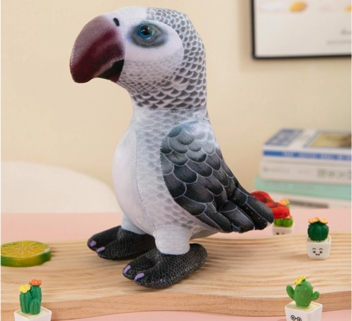 Plys papegøje grå 20 cm