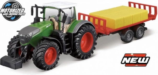 Bburago 10 cm landbrugstraktor Fendt 1050 med trailer til baller