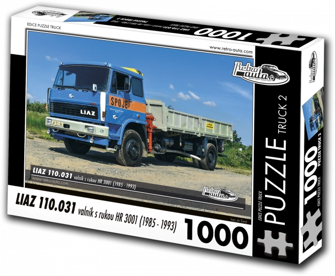 Puslespil Retro Biler Liaz 110.031 Ladbil med Kran HR 3001, 1000 Brikker