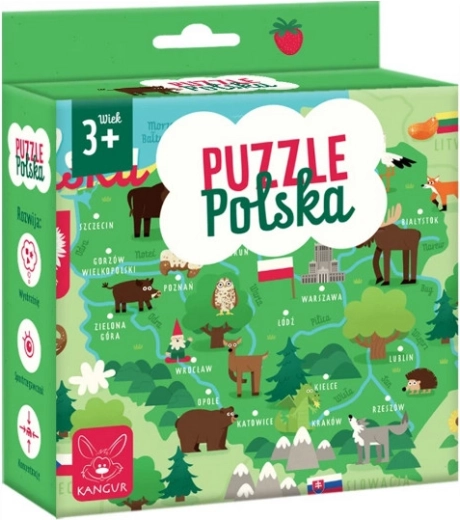 Puslespil kort over Polen for børn 3+