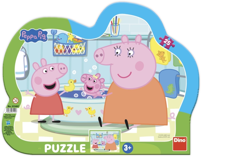 Børnepuslespil på plade Peppa Pig i badekarret, 25 brikker