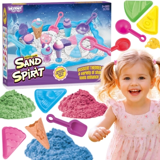 Woopie Sand Fairy kinetisk sand – sæt med isbutik og desserter, 24 dele