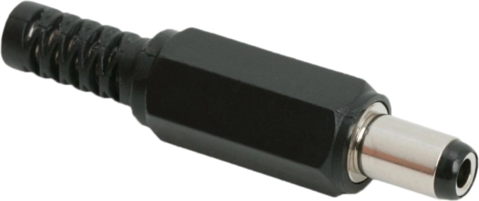 DC-stik 5,5 × 2,5 mm med beskyttelse mod kabelbrud