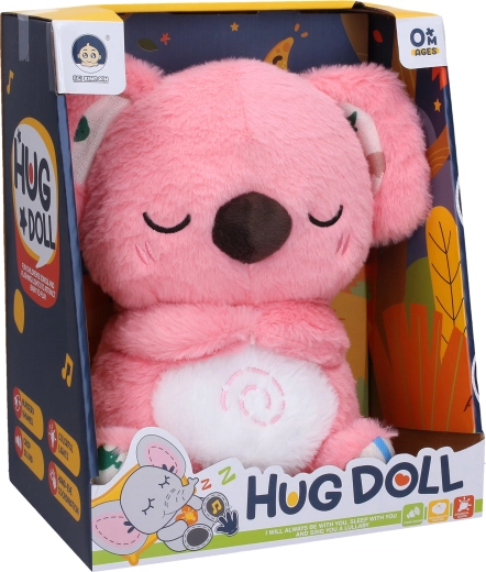 Plys, åndende koala i rosa med effekter 27 cm
